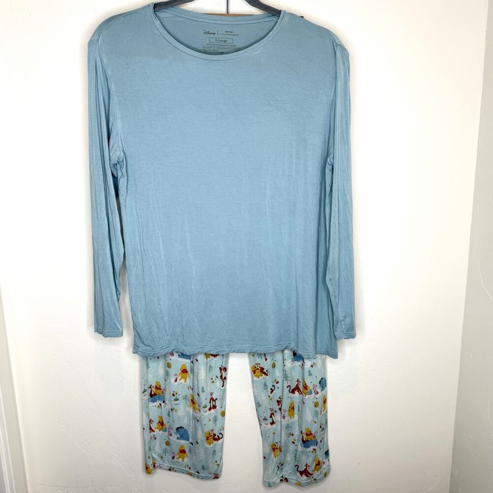 Little Sleepies Disney Pooh Tigger Womens XL XXL Pajama Set Soft Bamboo Blue